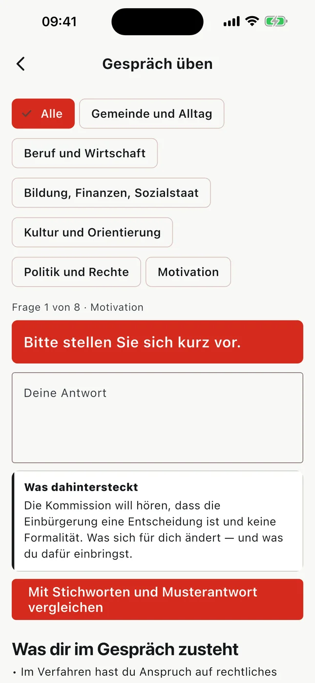Das Gespräch üben
